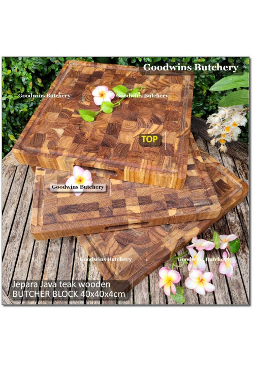 Cutting board BUTCHER BLOCK SQUARE 40x40x4cm +/-4.3kg talenan kayu jati Jepara